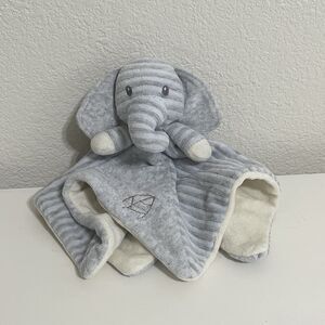 Ebba Baby Blue and Gray Striped Elephant Security Blanket Lovey Lovie Blankie